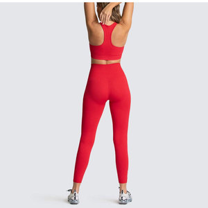 Ensemble de vêtements de sport pour femmes, leggings et soutien-gorge de sport sans couture à taille haute, extensibles, avec option de logo sur le devant - Product Image 3