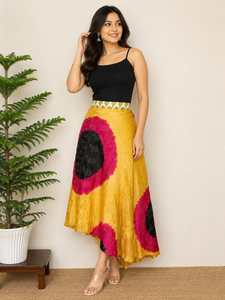Falda de Sari de Seda Reversible Hecha a Mano, Vestido Halter de Doble Capa con Diseño Cruzado hasta el Suelo, Vestido Tubo Floral de Seda Reciclada con Cinturón - Product Image 1