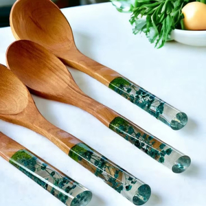 resin salad server handmade salad server designer salad server kitchen serving tool salad <b>spoon</b> <b>fork</b> <b>set</b> time 2 decor - Product Image 1