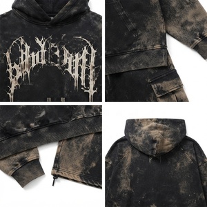 Unisex Tie <b>Dye</b> Hoodie And Cargo Pants Set <b>Spray</b> Printing Street Style Autumn Wear 100% Cotton Fleese Terry Knitted <b>Fabric</b> - Product Image 4