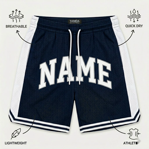<b>Men's</b> Basketball <b>Shorts</b> Custom <b>Patch</b> Embroidery – Quick Dry High Quality Heavy Mesh With Pockets - Product Image 5