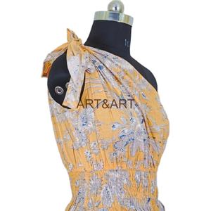 ชุดเดรสผ้าฝ้ายพิมพ์ลายดอกไม้สไตล์อินเดียชุดคลุมอาบน้ำสไตล์หวานสำหรับผู้หญิงเสื้อโค้ทขนาดฟรีกระดุมเสื้อลำลองฮิปฮอปแบบทางการสำหรับฤดูร้อน - Product Image 5