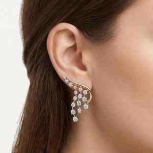 Pendientes Estéticos de Moissanita con Corte Redondo, Bañados en Oro y Rodio con Plata 925, para Compromiso, Regalo Encantador para Mujer, para Fiesta - Product Image 5