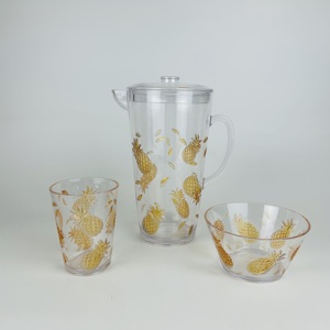 Tropical Pineapple Design Blue Color Plastic <b>Wine</b> Glass <b>Goblet</b> for Party - Product Image 5