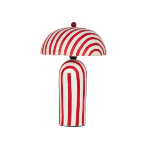 Hand-Painted Striped Metal Table Lamp with AC/DC Power Modern LED <b>Lighting</b> for Contemporary Home Decor - Product Image 5