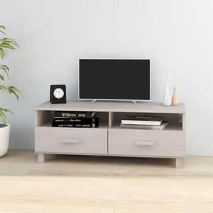Meuble TV HAMAR en bois de pin massif blanc 41,7"x15,7"x15,7" - Product Image 1