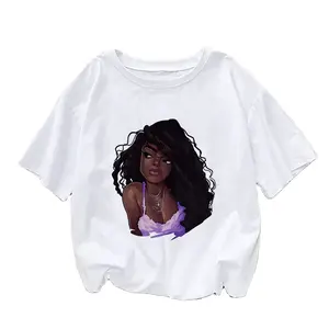 T-shirt estival pour femmes, en coton, Cool et Hip-Hop, avec imprimé fille noire,