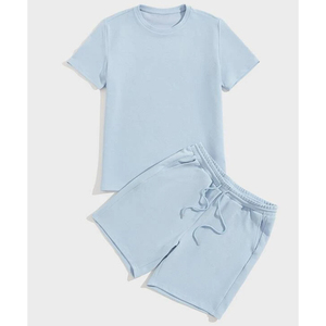 Nouvel ensemble court deux pièces pour homme, col rond, couleur unie, respirant, 100 % coton, avec logo personnalisé, haute qualité, vente en gros, collection été 2026, grandes tailles - Product Image 3