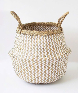 Woven Straw Mixed Belly <b>Basket</b> for Storage Plant Pot <b>Laundry</b> and Grocery <b>Basket</b> with Handle Wholesale Export from Vietnam - Product Image 4