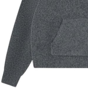 Sudadera con Capucha de Punto con Bordado de Cadena para Hombre, Sudadera Cómoda y Elegante con Bordado en Color Carbón - Product Image 3