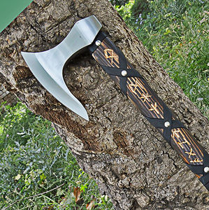 Handmade <b>Axe</b> D2 Steel Blade Wood <b>Handle</b> With Leather Sheath Outdoor Knife - Product Image 4