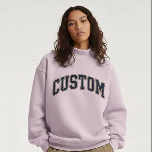 Sudadera de invierno extragrande para mujer con cuello simulado, bordado personalizado, antipilling y transpirable - Product Image 1