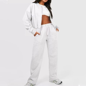 Ensemble de survêtement streetwear oversize pour femme, avec logo personnalisé, coupe large, en molleton mi-lourd délavé à l'acide, pour le sport et les loisirs, vente en gros OEM - Product Image 3