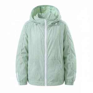 Unisex Hooded Windbreaker <b>Jacket</b> White Polyester Quick Dry Sporty Zipper Closure Regular Fit <b>Summer</b> <b>Lightweight</b> Outerwear - Product Image 6