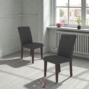 Ensemble de 2 chaises de salle à manger rembourrées gris et marron 25 po x 17,7 po x 37,8 po - Product Image 1