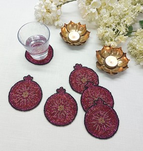 Juego de 6 posavasos de granada hechos a mano con cuentas - Product Image 5