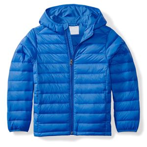 Solid Blue Hooded Puffer Jacket Lightweight Full Zip Up Regular Fit Winter Outerwear Solid Color Puffer Jacket For Men's - Product Image 5