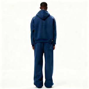 Custom Men's Heavy Fleece Jogger <b>Set</b> Premium Cotton Sportswear Private Label OEM Clothing Manufacturer - Product Image 2