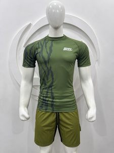 เสื้อรัดกล้ามเนื้อแขนสั้นสีเขียวมะกอกพิมพ์ลายกรงเล็บสีดำสำหรับผู้ชาย สำหรับฝึกซ้อม MMA BJJ ยิมนาสติกต่อสู้ และศิลปะการต่อสู้ - Product Image 3