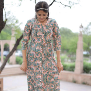 Vestido corto indio hecho a mano de algodón con estampado Floral, ropa de fiesta elegante para mujer, logotipo frontal, novia personalizada, ecológico, Natural - Product Image 6