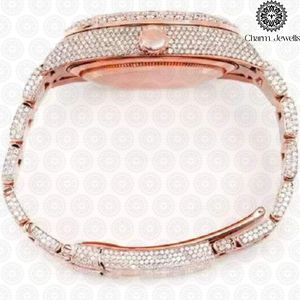 Charm_Jewells Women's Luxury Stainless Steel <b>Watch</b> Rose Gold Diamond Encrusted Round Dial Analog Quartz Movement 38mm - Product Image 2
