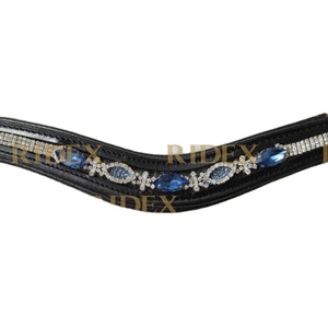 Bride de cheval en cuir avec cristaux fabriquée en Inde, bandeaux de tête parfaits pour le dressage, disponibles à un prix abordable. - Product Image 4