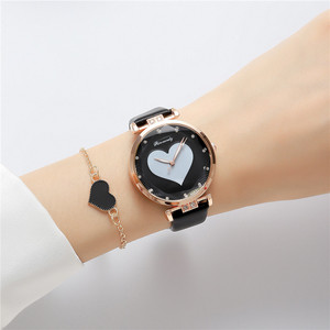 Relojes de Cuero para Mujer con Forma de Corazón Simple 9804, Relojes de Moda para Mujer con Pulseras, Montre Pour Femme - Product Image 6