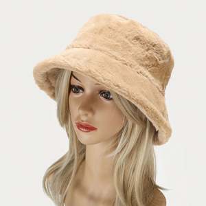 Gorro de Pescador de Felpa para Otoño e Invierno, Color Sólido, Simple, de Piel de Conejo, para Mantener el Calor al Aire Libre - Product Image 3