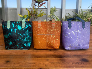 Multifunctional Fashion Hair-On Metallic Recycled Leather Luxury Tote Bag Colorful Leather <b>Lady</b> Handbags Shoulder Bag for Women - Product Image 4