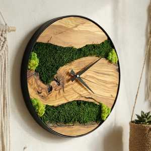 Forest Stream Wooden <b>Clock</b> Emerald Valley Moss <b>Clock</b> Woodland River Artisan <b>Clock</b> Nature Flow Wood And Moss <b>Clock</b> Evergreen Cany - Product Image 6