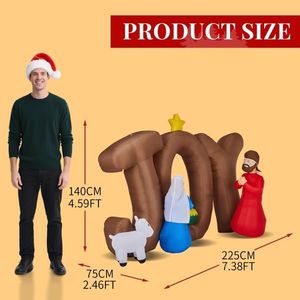 Presepe Natalizio Illuminato da 2,3 m con Divertente Insegna Gonfiabile 'JOY' per Decorazioni Esterne Natalizie - Product Image 3