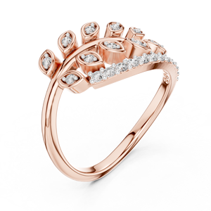 แหวนเพชรเพ็ทัลแรปทรงเรขาคณิต ประดับเพชรแล็บโกรว์ 18KT โรสโกลด์ ชุบโรเดียม พร้อมใบรับรอง เหมาะสำหรับงานหมั้น งานเลี้ยง วันวาเลนไทน์ หรือใช้ในชีวิตประจำวัน - Product Image 1