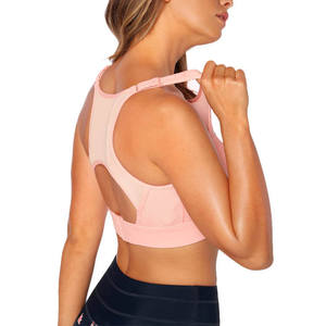 Pink <b>Cross</b> Front Sports Bra High Neck Yoga Fitness <b>Top</b> Seamless Women's Workout Wear - Product Image 4