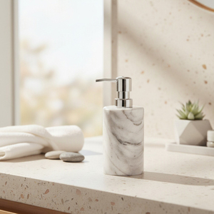 [Holar] Colección de Hotel de Lujo Hecha en Taiwán, Dispensador de Jabón de Mármol Natural de 200 ml con Bomba Plateada - Product Image 4