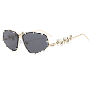 Lmamba 81088 Luxury Bling Y2k Sunglasses Women Rhinestone Small Oval <b>Shades</b> Fashion Metal Frame Diamond <b>Sun</b> Glass - Product Image 4