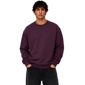 Men's Custom Sweatshirt Cotton Fleece Crew Neck Pullover With Loose Fit Custom Graphic Applique Garment Wash And Branding - Product Image 1