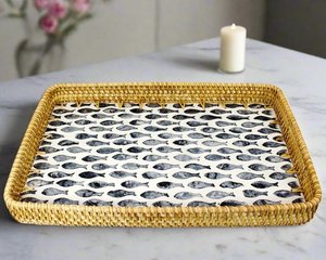 European Design Mother Pearl Rattan Multifunction Serving Tray Tableware Decor for Kitchen Household Snack Storage Tea Tray - Product Image 3