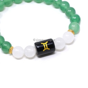 Bracelet en Aventurine Verte et Quartz Lacté, Bijou en Cristal Poli Fait Main - Product Image 2