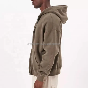 Sweats à capuche personnalisés pour hommes en gros Logo personnalisé impression et broderie coton grand poids Style décontracté fermeture éclair de haute qualité - Product Image 2