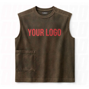 Custom Men’s Acid Wash Sleeveless T-Shirt <b>Vintage</b> Washed Cotton Muscle <b>Tank</b> <b>Top</b> Oversized Gym Vest Fitness Vest Casual - Product Image 1