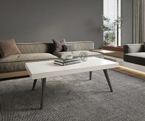 Mesa de Centro Moderna Minimalista de Concreto con Base de Acero Resistente, Tendencia 2026 - Product Image 1