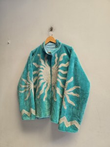 Handmade Teal Velvet Suzani <b>Jacket</b> for Women Bold <b>Silver</b> Sun Embroidery Boho Chic Ethnic Winter Coat Wholesale Fashion Export - Product Image 1
