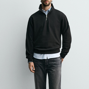 Sweat-shirt pour homme à demi-zip en polaire, pull à quart de zip, coupe courte, tissus de qualité supérieure, respirabilité, chaleur, 100% coton - Product Image 6