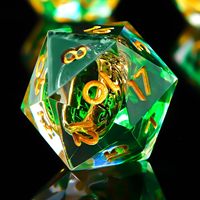 Ensemble de dés polyédriques DND avec 7 dés en résine, anneau doré inclus, pour les jeux de rôle D&D