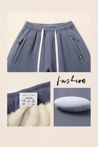 ชุดวอร์มผ้าฟลีซหนานุ่มทรงโอเวอร์ไซส์สำหรับผู้ชาย กางเกงขายาวทรงตรงแบบเปิดปลายขา พร้อมเสื้อฮู้ด - Product Image 3