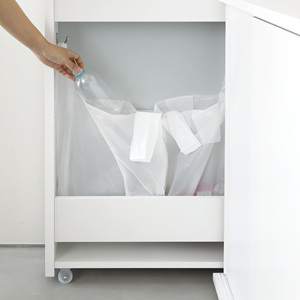 Modern <b>White</b> Wood Living Room Cabinet Flat Panel Doors 4 Drawers Lockable Storage Wheels <b>Shelves</b> Minimalist Design Shirai P30-4 - Product Image 6