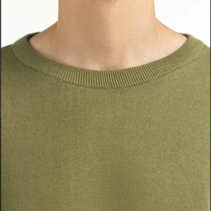 Suéter de Cuello Redondo, Corte Regular, Color Sólido, Manga Larga, Transpirable, Tejido Grueso, 100% Algodón, 300g, Logotipo Personalizado en la Parte Delantera, Informal - Product Image 2