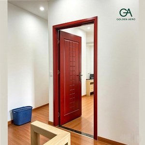 ประตูไม้เนื้อแข็งดีไซน์ร่องลาย Golden Aero Modern สำหรับตกแต่งภายในบ้านและสำนักงาน รุ่น GA-09L เปิดแบบแมนนวล - Product Image 1