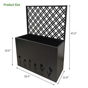 Grande Fioriera in Metallo con Traliccio, Letto da Giardino Rialzato Alto 90 cm x 30 cm, Schermo per la Privacy per Portico e Patio, Altezza 120 cm - Product Image 3
