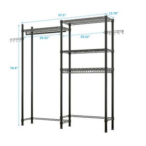 Appendiabiti Portatile in Metallo Salvaspazio, Scaffale per Bagno con Appendiabiti, Organizzatore per Lavatrice e Asciugatrice, Stendibiancheria - Product Image 4